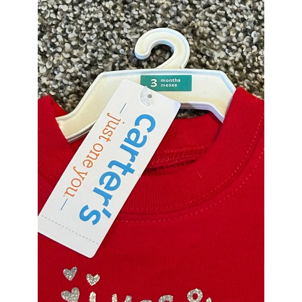 Kk29 Carters‎ Just One You Red Dress Hugs Kisses Hearts Valentine's Day 3 Months